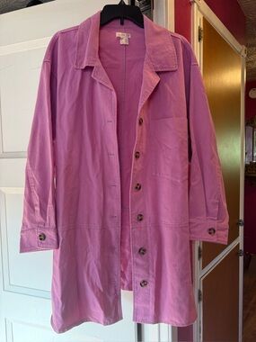 VENUS Rose-Pink Lightweight Button-Front Trench Coat
